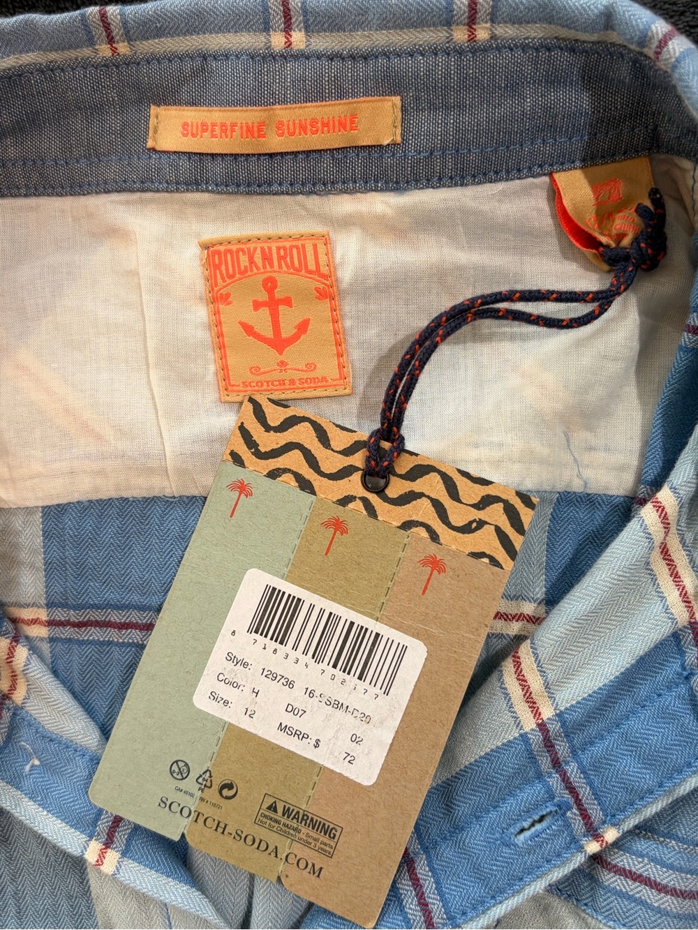 Boys Light Blue Plaid Scotch and Soda Button-Up Shirt - Picture 8 of 9